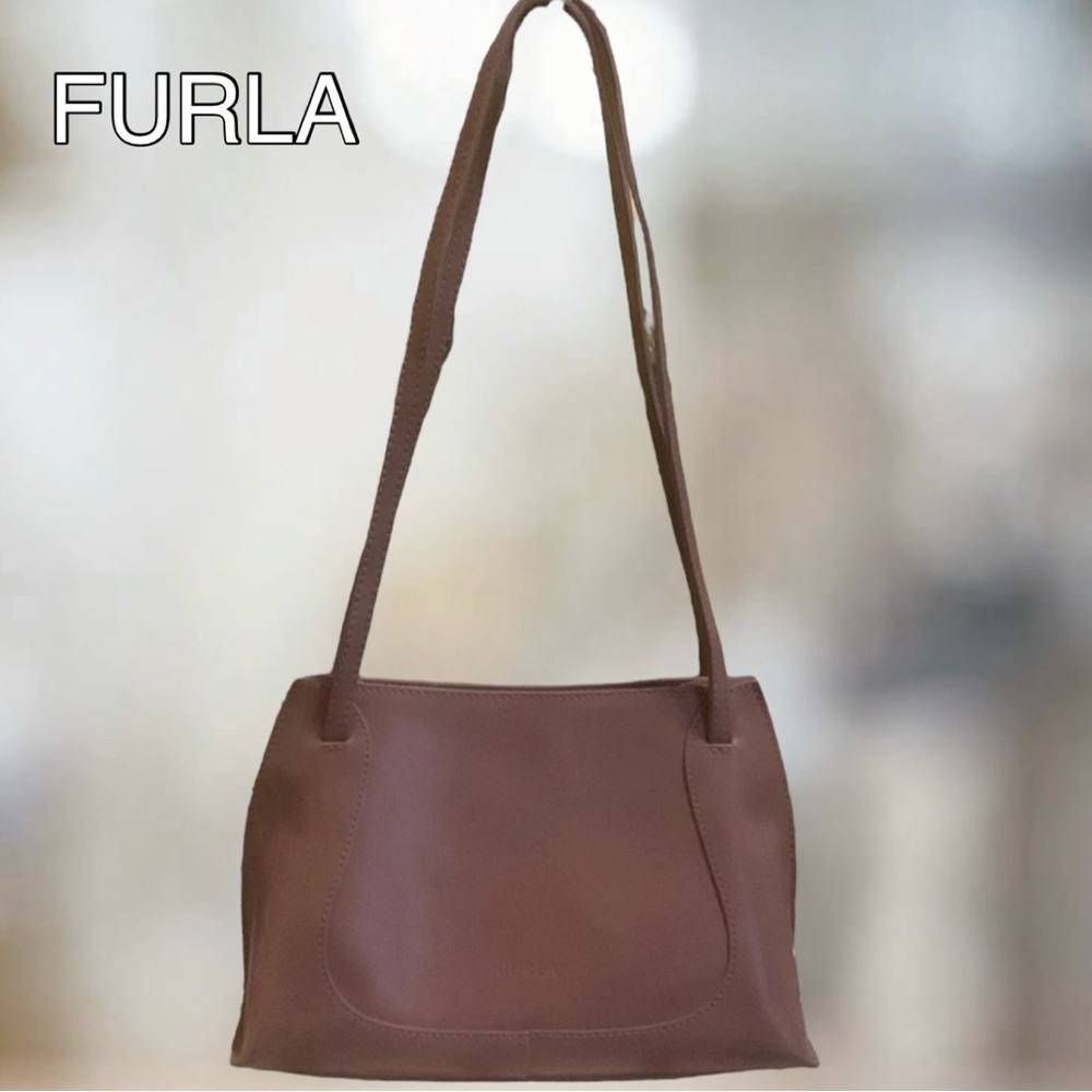 Furla Shoulder Bag Brown/Mauve Leather Made in Italy EUC